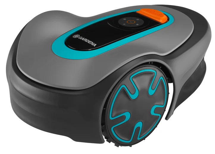 GARDENA SILENO minimo 500 — szary robot z turkusowymi detalami